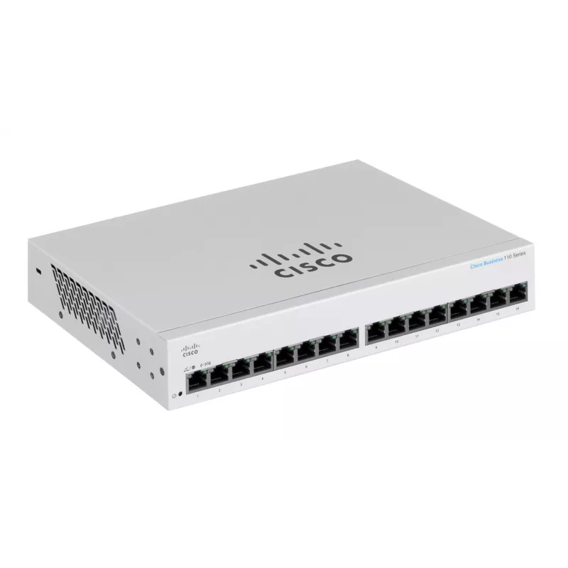 Kytkin, Cisco CBS110 hallitsematon L2 Gigabit Ethernet 16x RJ-45 (10/100/1000), 1U, 32 Gbps