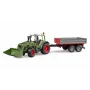 Lelutraktori BRUDER Fendt Vario 211 etukuormaajalla ja sivuperävaunulla