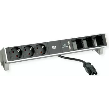 Desk2 3Schuko 3ABD USB-laturi ruostumaton teräs (902.449)