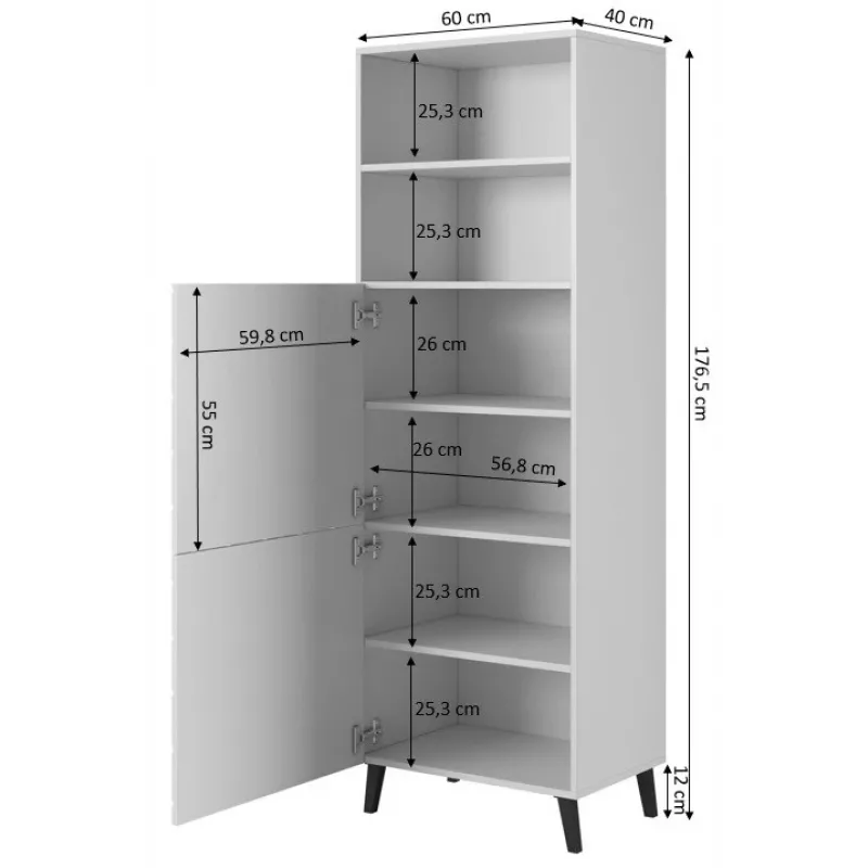 Säilytyskaappi cama meble ABETO 60×40×176,5 cm grafiitti/kiiltävä grafiitti