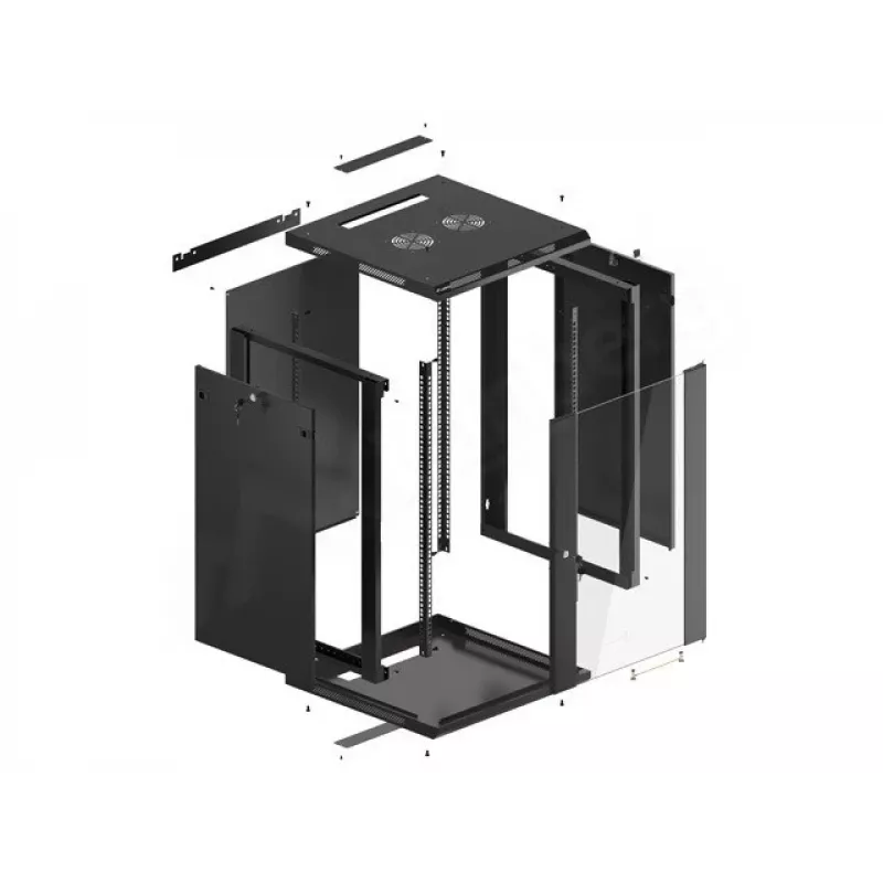 Seinäasennettava kaappi LANBERG WF01-6618-10B, 18U, 600×600×907 mm, musta, 60 kg