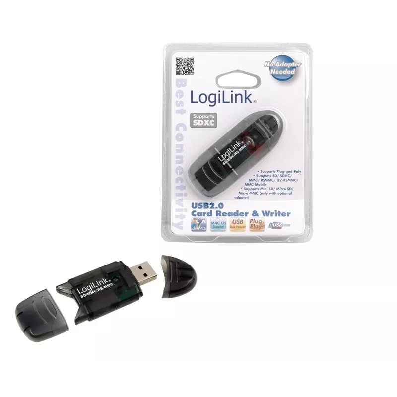 Kortinlukija LOGILINK CR0007 USB 2.0 SD/MMC, musta, jopa 480 Mbit/s
