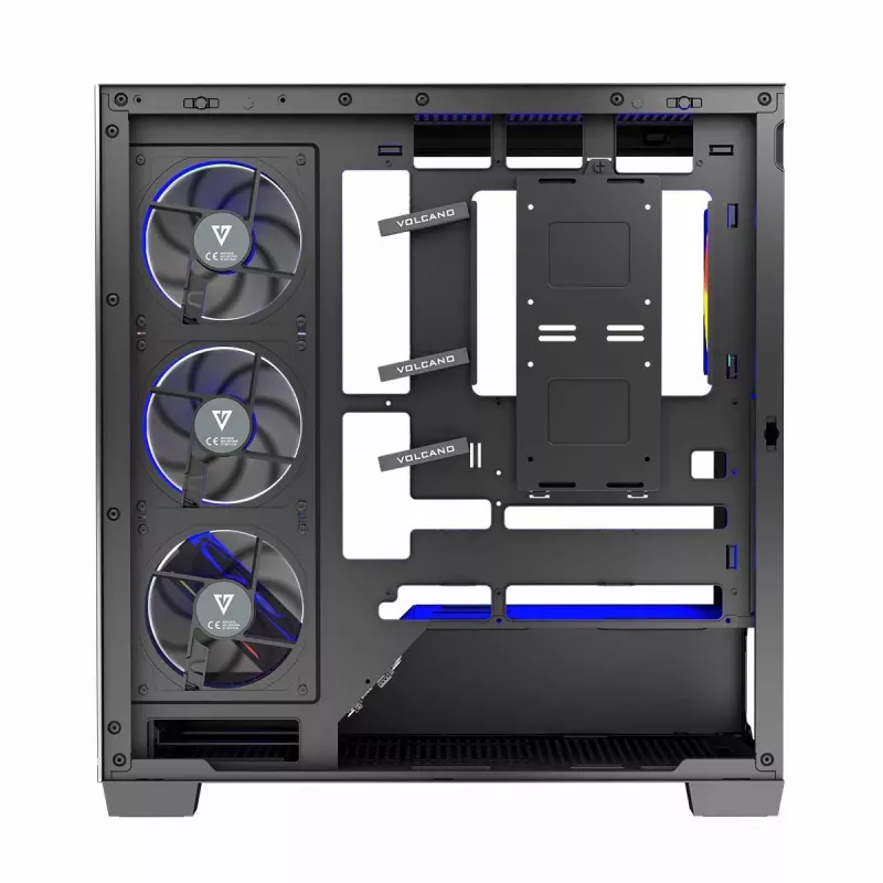PC-kotelo MODECOM Volcano Stellar 5F ATX Midi Tower, karkaistu lasi, 5 esiasennettua tuuletinta, USB‑C, tukee microATX/ATX, max. GPU 420 mm, CPU-jäähdyttimen korkeus 175 mm