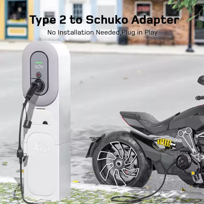 AKYGA AK-SC-E28 Type-2-Schuko-adapterikaapeli EV-latureille 16A 0,3m musta