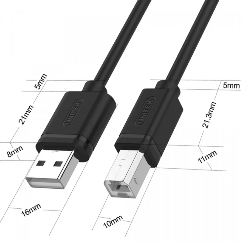 USB-2.0-kaapeli Unitek Y-C420GBK, USB-A - USB-B, 3 m, musta