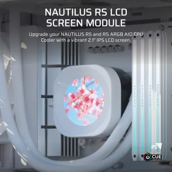 Näyttö Corsair Nautilus RS nestejäähdytysjärjestelmä valkoinen 78mm