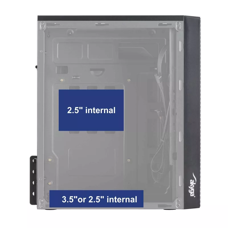 Akyga AK35BK Micro-ATX-PC-kotelo, Micro ATX / Flex ATX / Mini ITX, 2x USB 2.0, ilman virtalähdettä, musta