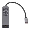 Akyga AK-AD-66 USB-C-keskitin, 3x USB 3.0 ja Gigabit Ethernet, 15 cm, musta