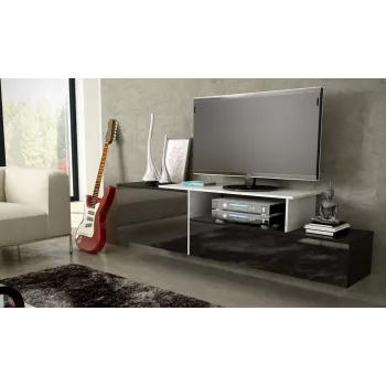 Cama TV-kaappi SIGMA 3 180 musta/musta kiiltävä + valkoinen