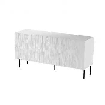 Lipasto Cama Meble JUNGLE 152x40.5x74.5 cm valkoinen matta mustilla jaloilla