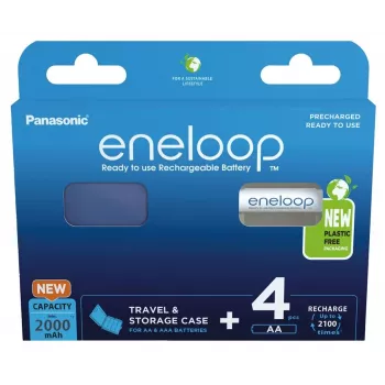 Akut PANASONIC ENELOOP AA 2000 mAh 4 kpl + kotelo (BK-3MCDE/4CP+CASE)