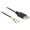 Delock kaapeli USB2.0 Type-A uros > 2 x avoimet kaapelinpäät - 1,5 m - musta (85664)