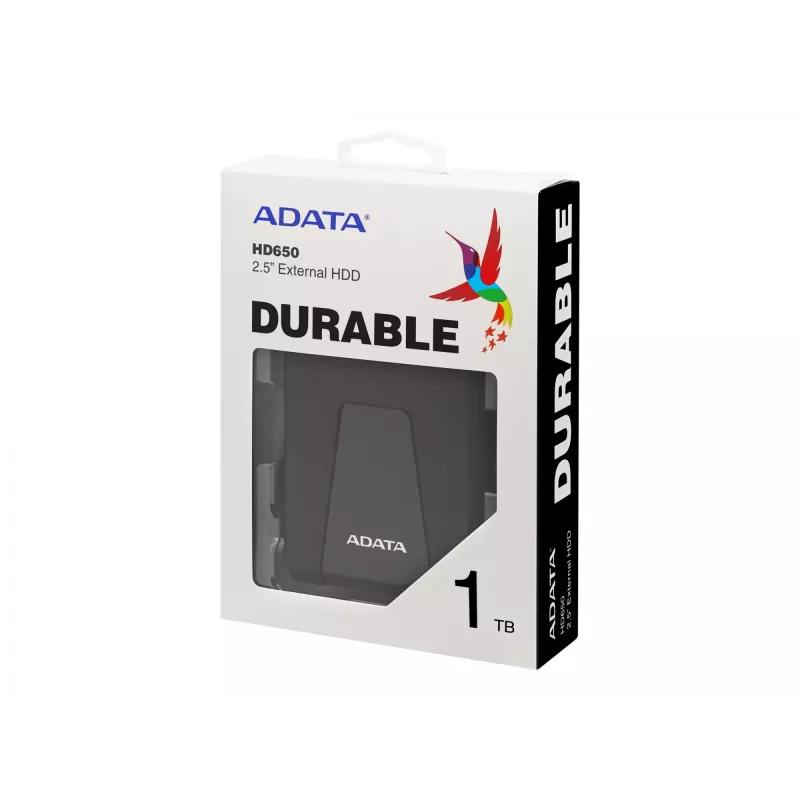 ADATA DashDrive Durable HD650 ulkoinen kiintolevy 1 TB 2,5 tuuman USB 3.2 Gen 1 (3.1 Gen 1) musta