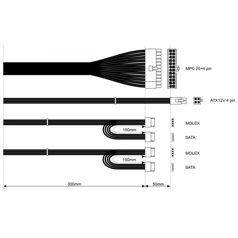 Akyga AK-S1-300 300 W SFX-virtalähde, passiivinen PFC, 80 mm:n tuuletin, musta