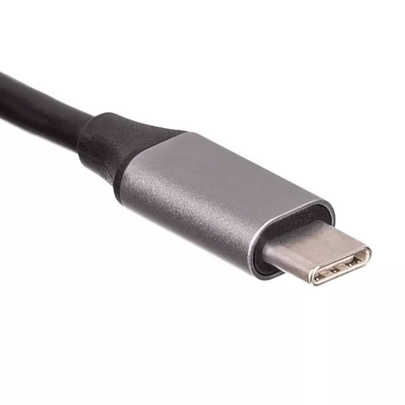 Akyga AK-AD-66 USB-C-keskitin, 3x USB 3.0 ja Gigabit Ethernet, 15 cm, musta