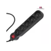 Jatkojohto MACLEAN MCE185 — 5 m kaapeli, 5 pistorasiaa Type-F, sisäkäyttöön, musta