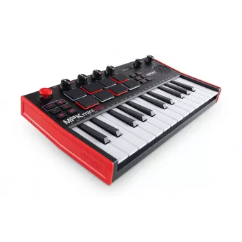 Akai MPK Mini Play MK3 MIDI-ohjainkosketin padiohjaimella, USB, musta/punainen