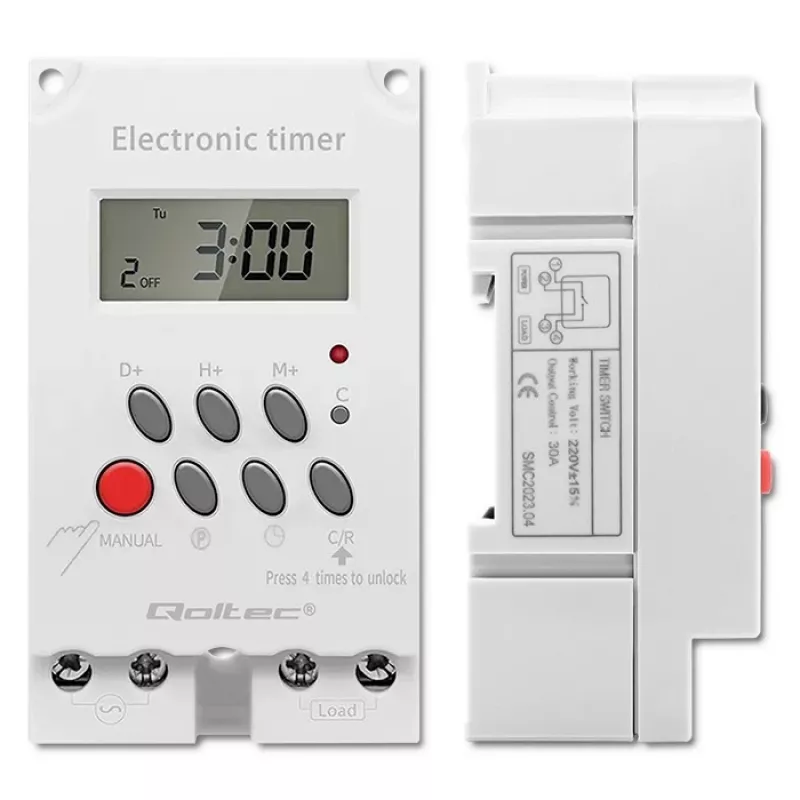 Elektroninen DIN-kiskokello QOLTEC PC0629 — 24V syöttö, 16A lähtö