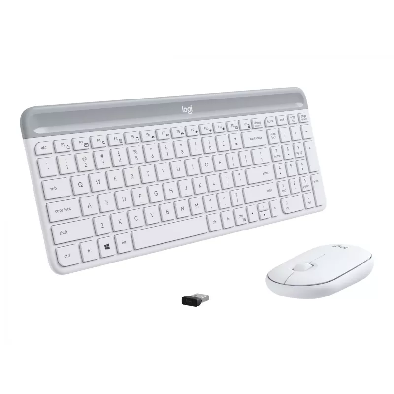 Logitech Slim Wireless Combo MK470 - näppäimistö-hiiri-sarja - langaton - 2,4 GHz - espanjalainen - luonnonvalkoinen (920-009199)