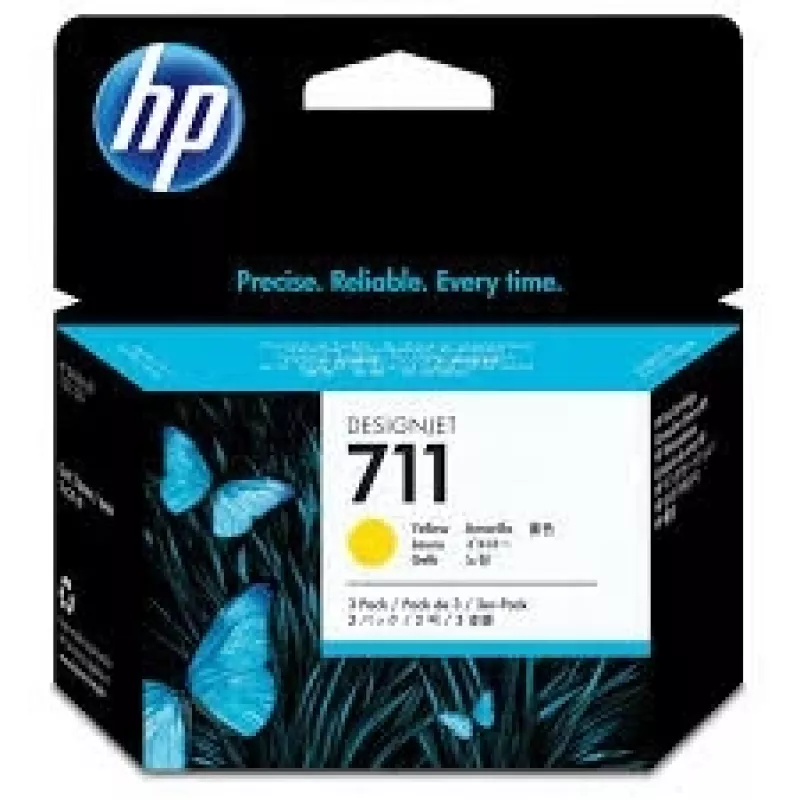 HP 711 3 kpl:n pakkaus (CZ136A) mustekasetti, keltainen (SPEC)