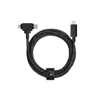 Lataus- ja datakaapeli native union Belt Cable Duo Pro, USB-C–USB-C ja Lightning, musta
