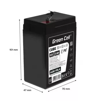 UPS-akku sinetöity lyijyakku Green Cell AGM6V5AH-J 6 V 5 Ah