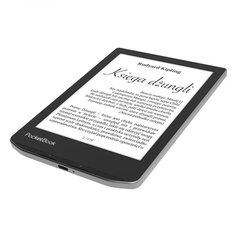 E-kirjan lukulaite PocketBook Verse 6 tuuman E Ink Carta, 8 GB, Wi‑Fi, musta/hopea