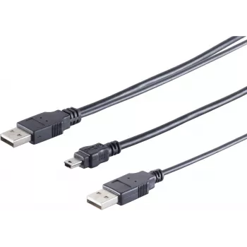 ShiverPeaks 77151 USB-kaapeli Mini-B - 2x A Y-kaapeli, 1 m, musta