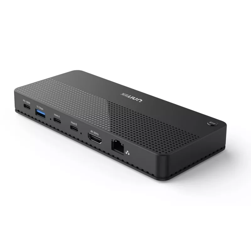 Telakointiasema UNITEK D1079A USB4 johdollinen musta 100W Power Delivery
