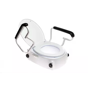 ANTAR AT51204 korotettu wc-istuin kansi ja käsinojat, korkeussäädettävä 6–14 cm, leveys 570 mm, enimmäiskuormitus 150 kg