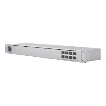 Hallittava L2-verkkokytkin UBIQUITI USW-Aggregation — 8 SFP+-paikkaa, 10G-tuki, tuuletinon, 1U-teline, hopea