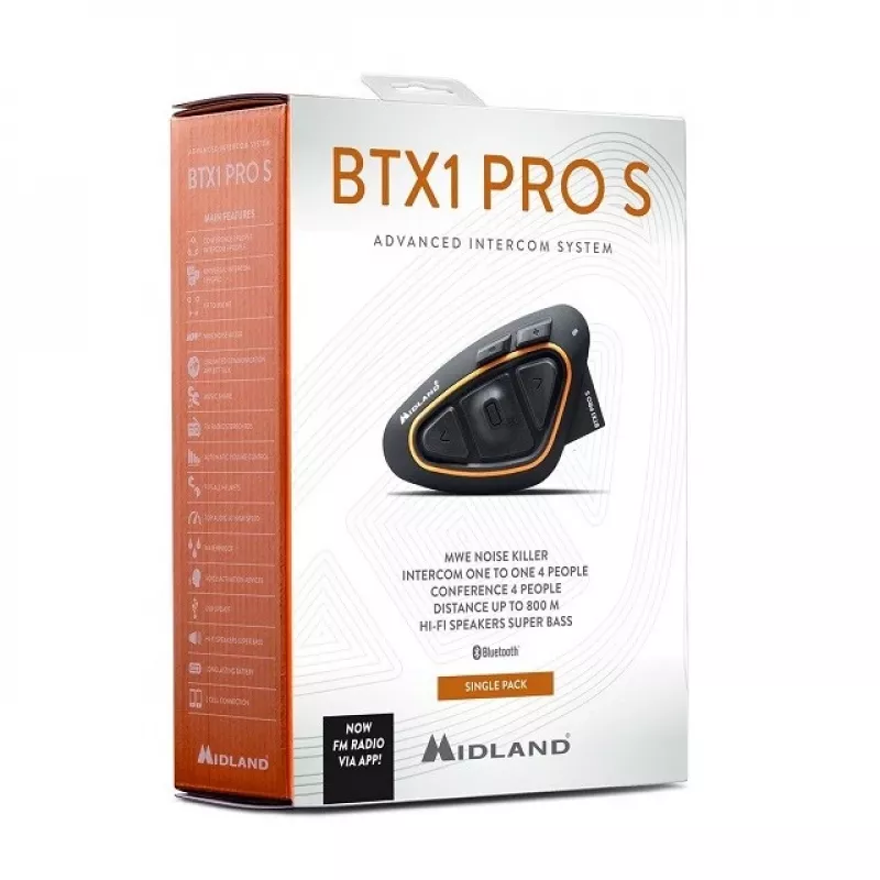 Moottoripyörän puhelinjärjestelmä Midland BTX1 PRO S-SINGLE