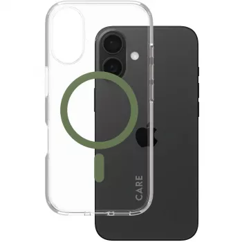 PanzerGlass CARE Urban Combat läpinäkyvä kotelo vihreällä MagSafe iPhone 16