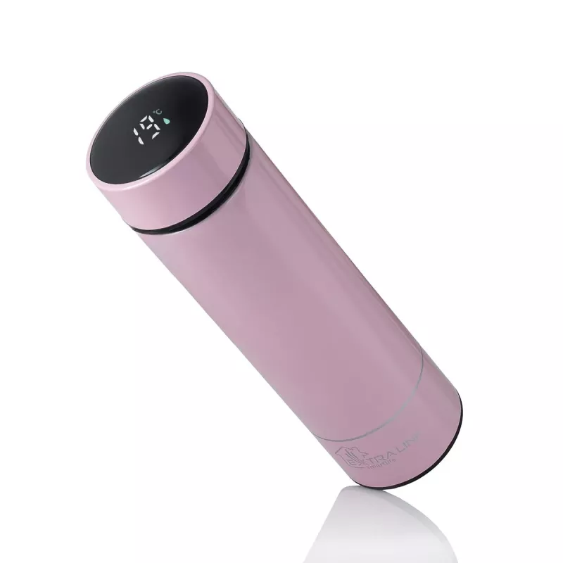 Extralink Smart Travel Mug pinkki, LED-näytöllä varustettu termospullo
