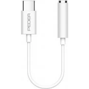 PEDEA USB-C - 3,5 mm kuulokeliitäntä, valkoinen, ääniliitäntäsovitin