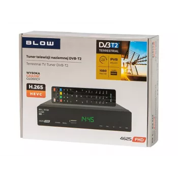 Digitaalinen TV-viritin BLOW 4625FHD DVB-T2 H.265 maanpäällinen vastaanotin, HDMI, USB, SCART, Ethernet, S/PDIF