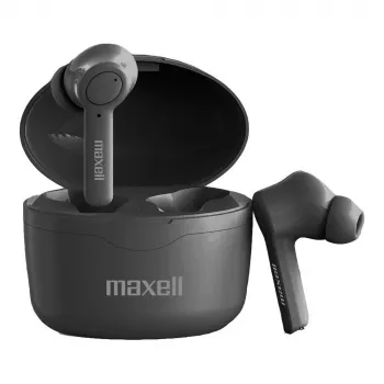 Maxell Bass 13 Sync Up langattomat Bluetooth-nappikuulokkeet latauskotelolla, musta