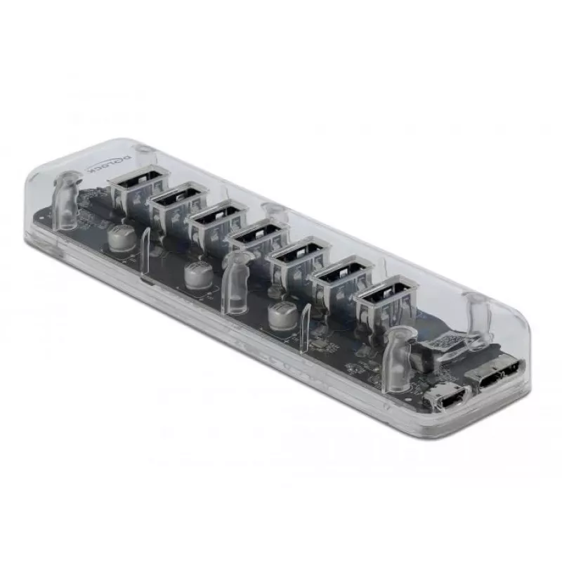USB-keskitin DeLOCK 64088 läpinäkyvä USB 3.2 Gen 1 Micro-B