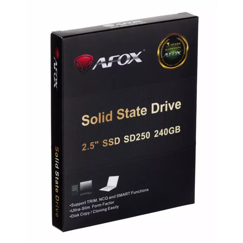 SSD 2,5 tuuman AFOX SD250-240GN 240 GB SATA III TLC, 555/510 MB/s, 75k/70k IOPS