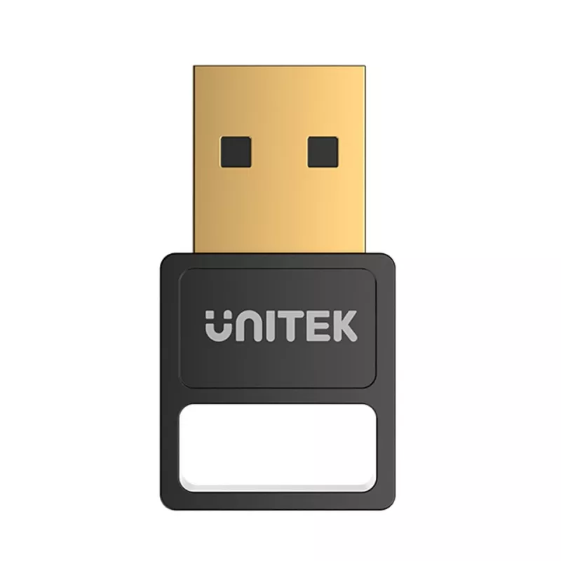 USB-Bluetooth-sovitin Unitek B105B — USB 2.0 Type-A, BLE v5.3, 3 Mbit/s, musta, Plug-and-Play