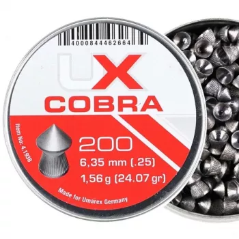 Diabolokuulat UMAREX Pointed Ribbed Shot Cobra 6,35 mm, 1,56 g, hopea, 200 kpl