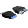 Delock sovitin USB 3.0 pin header -liitäntä > 2 x USB 3.0 -liitäntä - vierekkäin (65324)