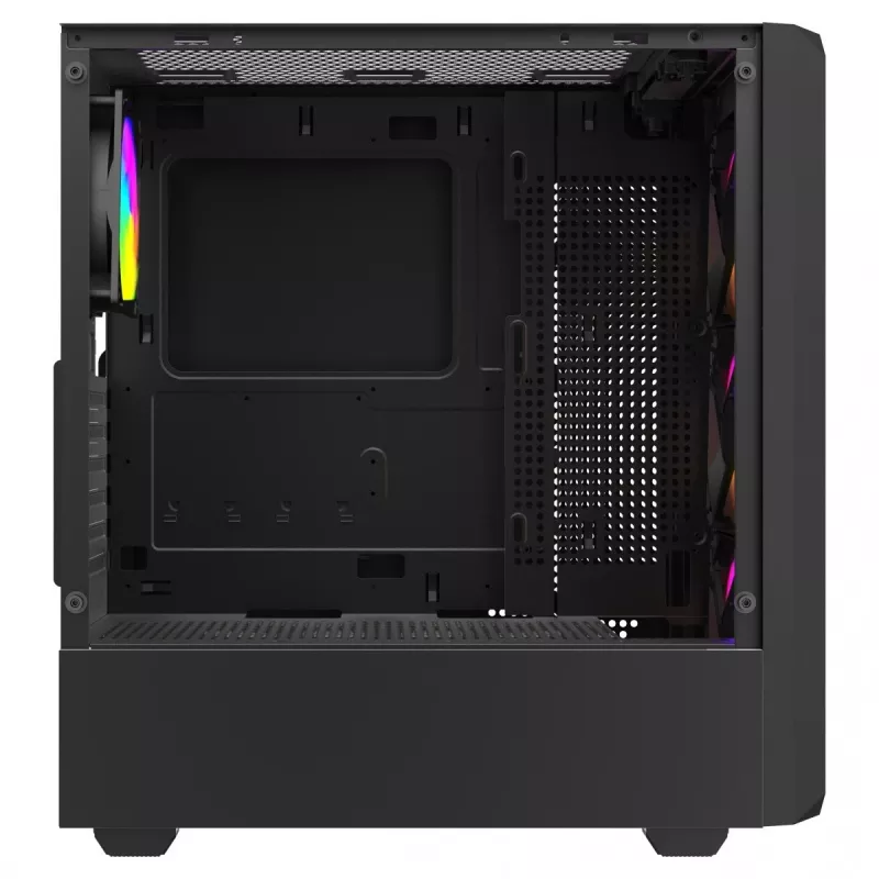 Savio Noctis Glass RGB Cube tietokonekotelo, ATX/Micro-ATX/Mini-ITX, karkaistua lasia oleva etuosa, RGB-tuulettimet, musta