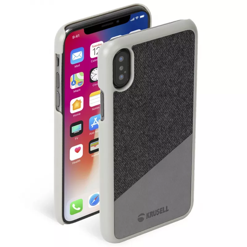 Krusell Tanum -suojakotelo iPhone X/XS 14,7 cm harmaa