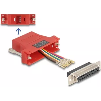 DeLOCK D-Sub 25-napainen naaras - RJ45 naaras asennussarja punainen VGA RJ-45