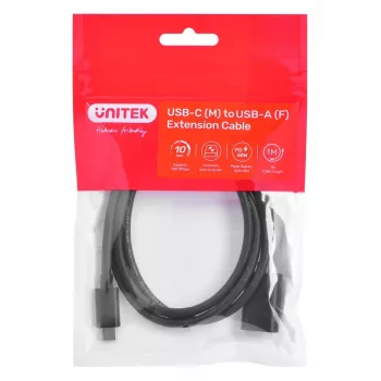 Kaapeliadapteri Unitek (C476BK-1M) USB-C (M) - USB-A (F) 10Gbps 60 W