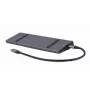 Kannettavan telakka Gembird A-CM-COMBO9-02 USB 3.2 Gen 1 Type-C, HDMI, VGA, 3×USB-A, Gigabit Ethernet, 87W PD, harmaa
