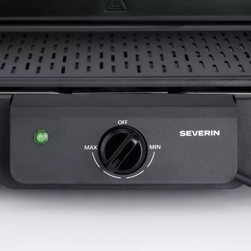 Severin PG 8595 pöytäsähkögrilli — 2000 W, suorakaiteen muotoinen grillipinta, musta