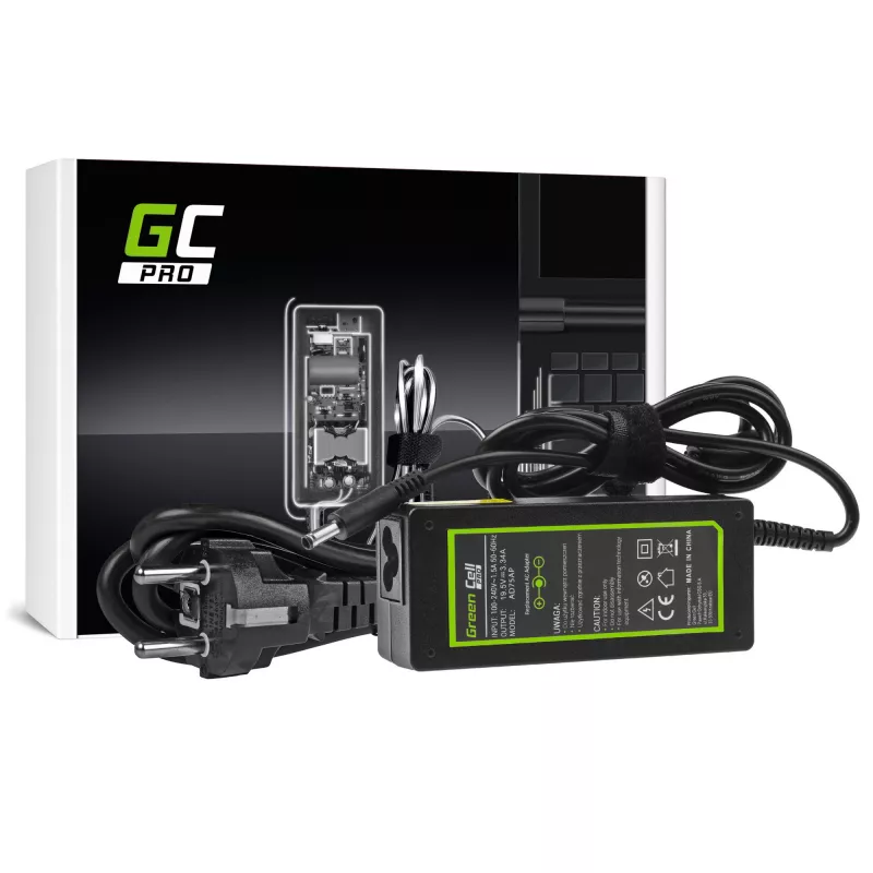 Virtalähde Green Cell AD75AP 65W 19,5V 3,34A Dell-kannettaville, sisäkäyttöön, musta