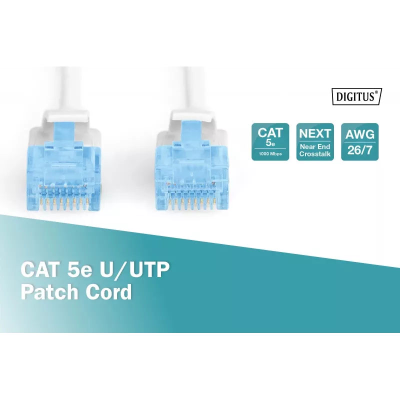 Verkkokaapeli Digitus CAT 5e U/UTP RJ-45 2 m valkoinen